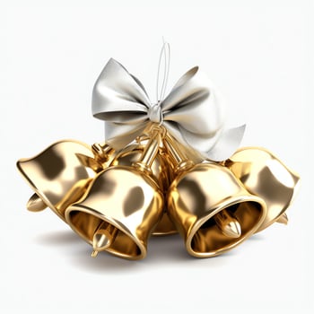 Decorative christmas ornament with christmas golden bells or jingle bells. Christmas decoration concept by AI Generated photo