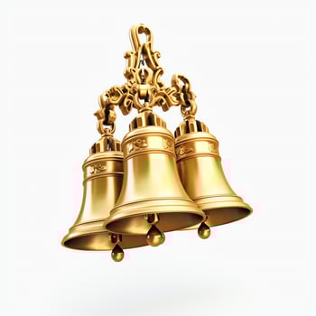Decorative christmas ornament with christmas golden bells or jingle bells. Christmas decoration concept by AI Generated photo
