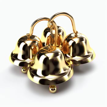 Decorative christmas ornament with christmas golden bells or jingle bells. Christmas decoration concept by AI Generated photo