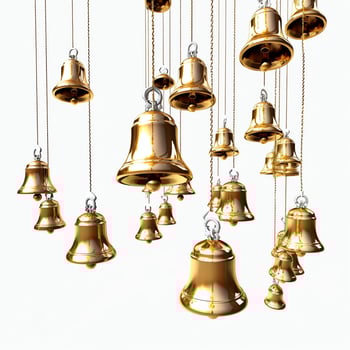 Decorative christmas ornament with christmas golden bells or jingle bells. Christmas decoration concept by AI Generated photo