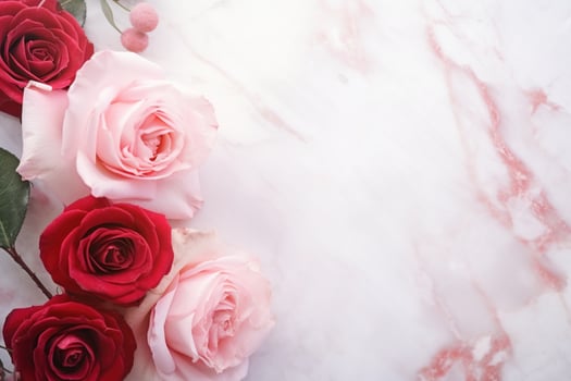AI Generated Roses on Marble with Copy Space photo