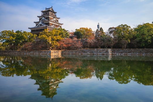 Main keep of Hiroshima Castle, aka Carp Castle, in Hiroshima, Japan photo