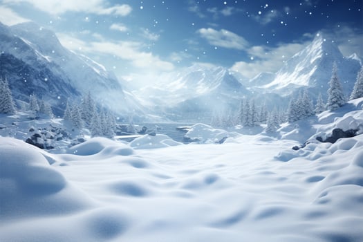 Snow blankets a serene winter space, creating a pristine landscape AI Generated photo