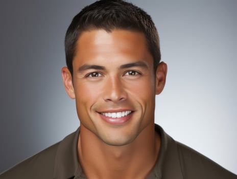 Smiling young man of Mexican descent against neutral background AI Generative photo