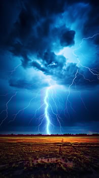 lightning striking a field AI Generated photo
