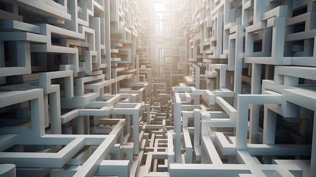the white dimensional maze, digital art illustration, Generative AI photo