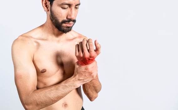 Arthritis wrist concept, Person with wrist pain, Man with pain in hands concept, Arthritis man rubbing, Person with wrist pain photo