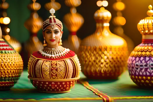 indian art pottery on display. AI-Generated photo