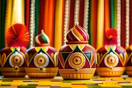 colorful vases with decorative designs on them. AI-Generated photo