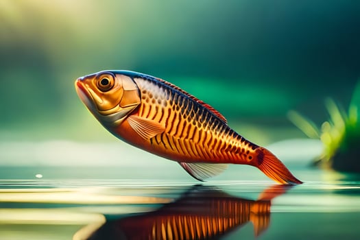 a fish is floating in the water. AI-Generated photo