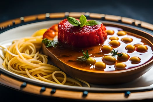 a plate with spaghetti and tomato sauce. AI-Generated photo