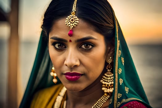 a beautiful indian woman wearing traditional jewelry. AI-Generated photo