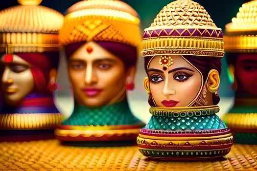 indian women figurines in gold and silver. AI-Generated photo