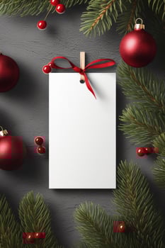 Modern gift tag for Christmas holiday mockup on grey black background AI Generated photo