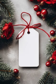 Modern gift tag for Christmas holiday mockup on grey black background AI Generated photo