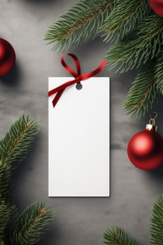 Modern gift tag for Christmas holiday mockup on grey black background AI Generated photo