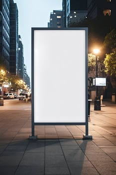 Blank mock up of vertical street poster billboard in dusk night for marketing or advertisement AI Generated photo