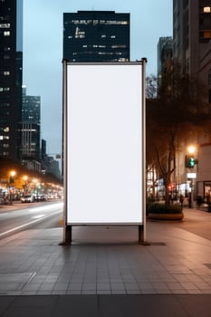 Blank mock up of vertical street poster billboard in dusk night for marketing or advertisement AI Generated photo