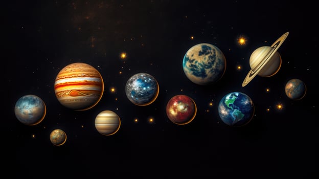 Astrology astronomy planets on black photo