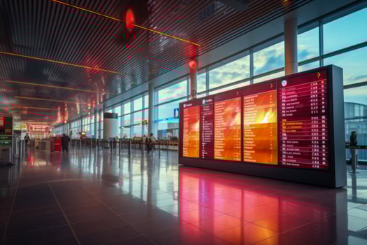 Flight delay announcement on airport display photo