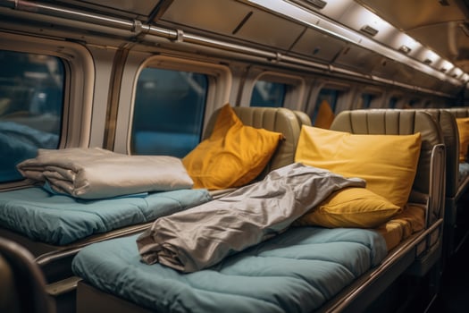 Close ups of cozy sleeping berths on overnight trains photo