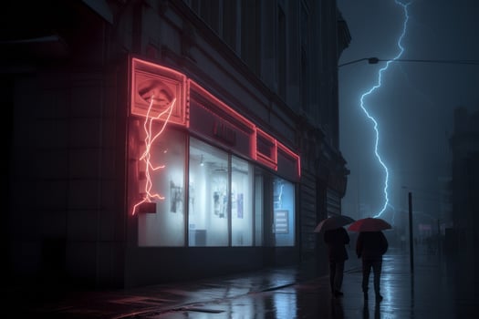 Emotional impact neon retro style photograph of people AI Generative photo