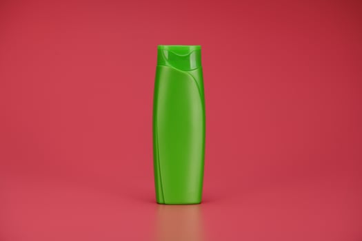 Blank Label Shampoo Bottle or Shower Gel on Pink Background photo