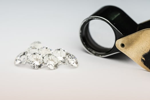 Diamonds on white background photo