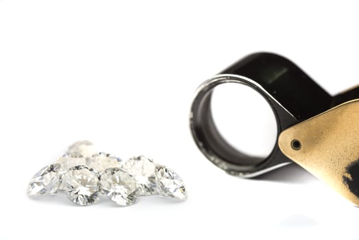 Diamonds on white background photo