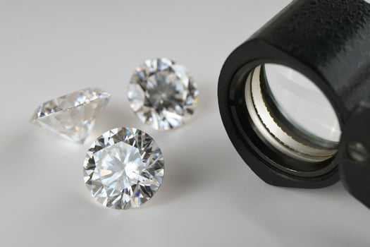 Diamonds on white background photo