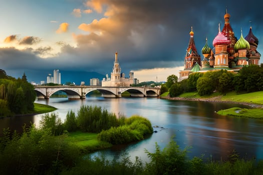 the kremlin and the river in moscow, russia. AI-Generated photo