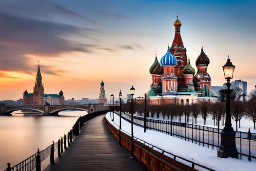 the kremlin and st basil cathedral in moscow, russia. AI-Generated photo