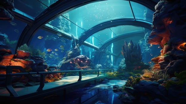 aqua scape in a high-tech underwater habitat, AI Generative photo