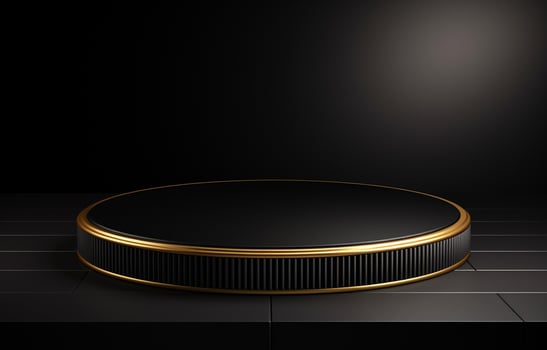 AI generated Luxury natural stone podium for showing packaging and product on black background AI generated photo