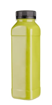 Bottle of healthy green smoothie on white photo