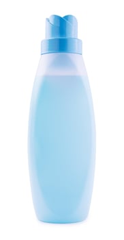 Blue shampoo bottle isolated on white photo