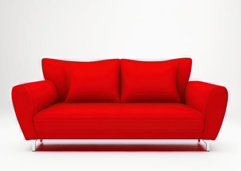 Comfortable red home sofa. Generative AI photo