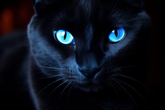 Elegant Black cat blue eyes. Generate Ai photo