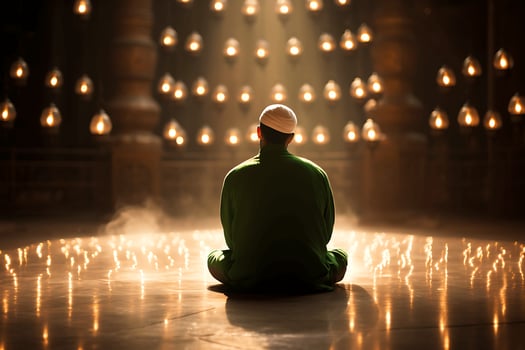 muslim old man in mosque ai generative photo