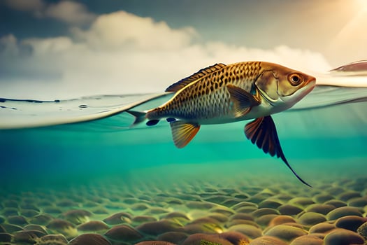a fish swimming in the ocean. AI-Generated photo