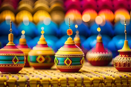 colorful ornaments on a table. AI-Generated photo