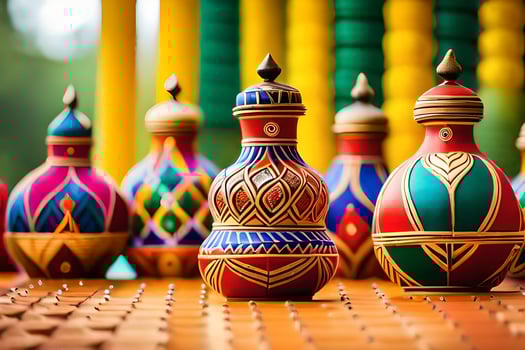 colorful vases with decorative designs on them. AI-Generated photo