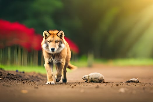 photo wallpaper the road, animal, wolf, wolf, wolf, wolf, wolf, wolf,. AI-Generated