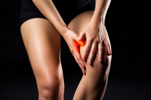 The person has knee pain. Generative AI photo