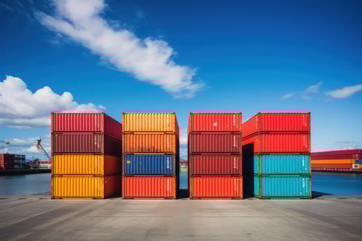 A stock photography image of 3 shipping containers in daylight photo