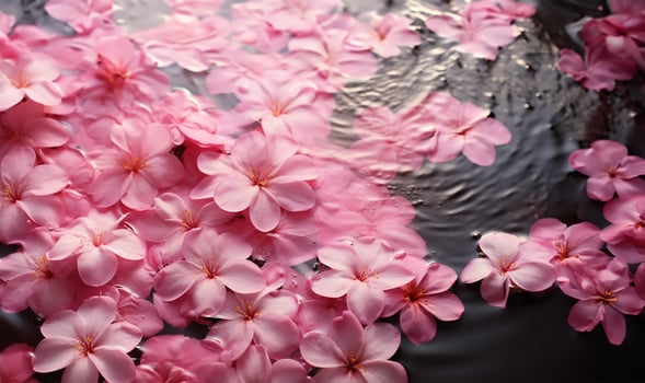 A top-down view capturing the mesmerizing ripples and movements of pink-tinted water. AI Generated photo