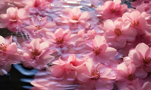 A top-down view capturing the mesmerizing ripples and movements of pink-tinted water. AI Generated photo