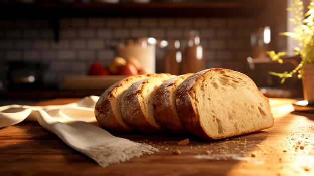 bread in the kitchen. homemade bakery. generative AI photo