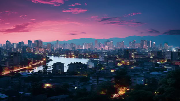 The Allure of the Modern Night Cityscape. Generative AI photo