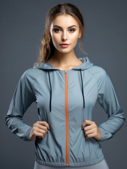 Young European woman dressed in sportswear clearly active and full of energy AI Generative photo